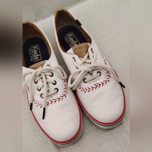 Keds Leather Champion MLB  Pennant Baseball Sneakers Shoes Sz 5 Vintage - Picture 7 of 16